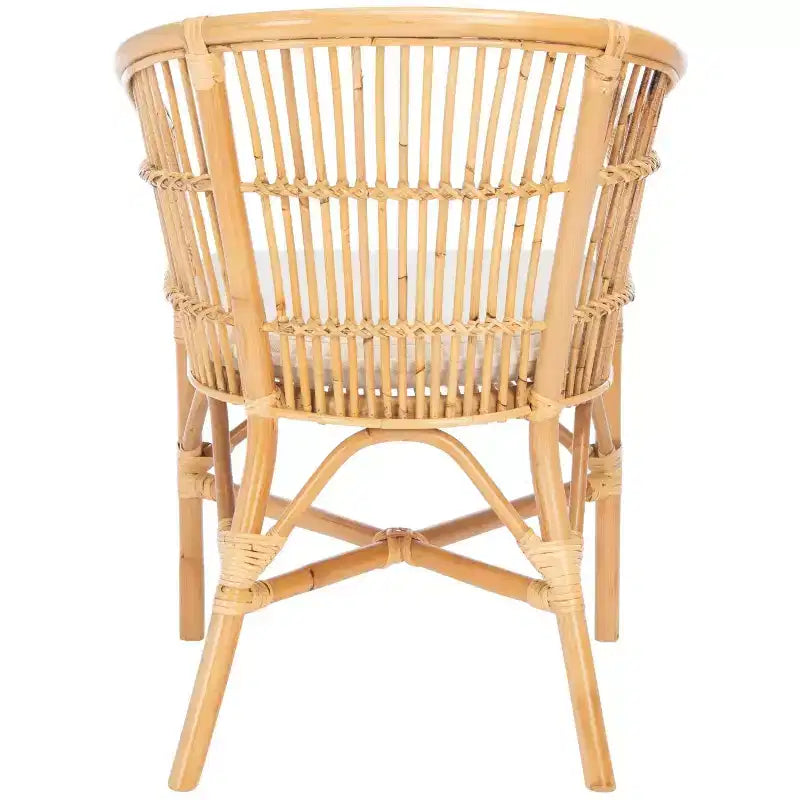 Poltrona d'accento in rattan bianco con cuscino, seduta singola