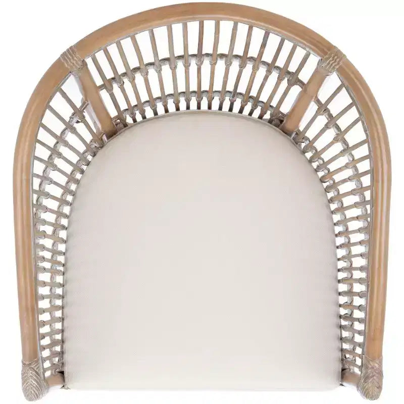 Poltrona d'accento in rattan bianco con cuscino, seduta singola