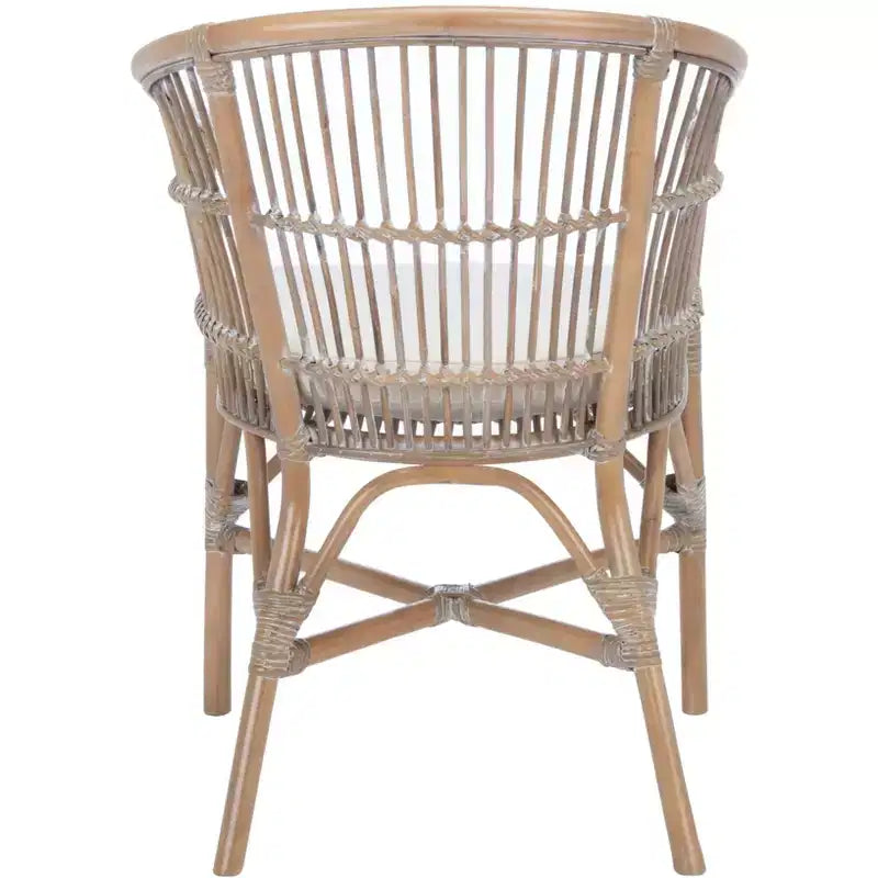 Poltrona d'accento in rattan bianco con cuscino, seduta singola