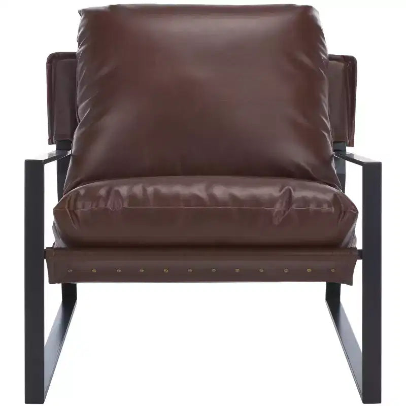 Popham Pillow Top Accent Chair - ACH4520 - Dark Brown/Black - Safavieh