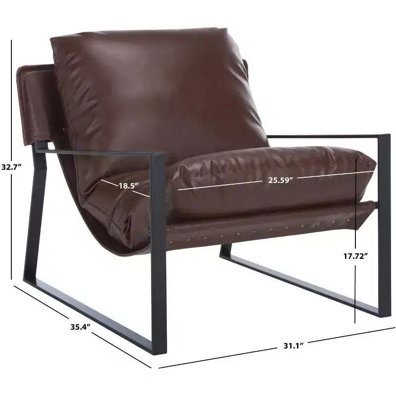 Poltrona Accent Monoposto in Marrone Scuro e Nero con Rivestimento Pillow Top
