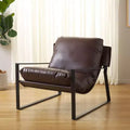 Poltrona Accent Monoposto in Marrone Scuro e Nero con Rivestimento Pillow Top
