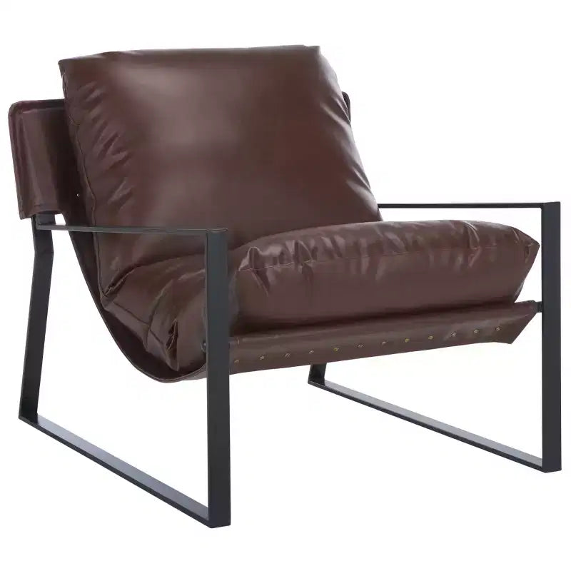 Poltrona Accent Monoposto in Marrone Scuro e Nero con Rivestimento Pillow Top