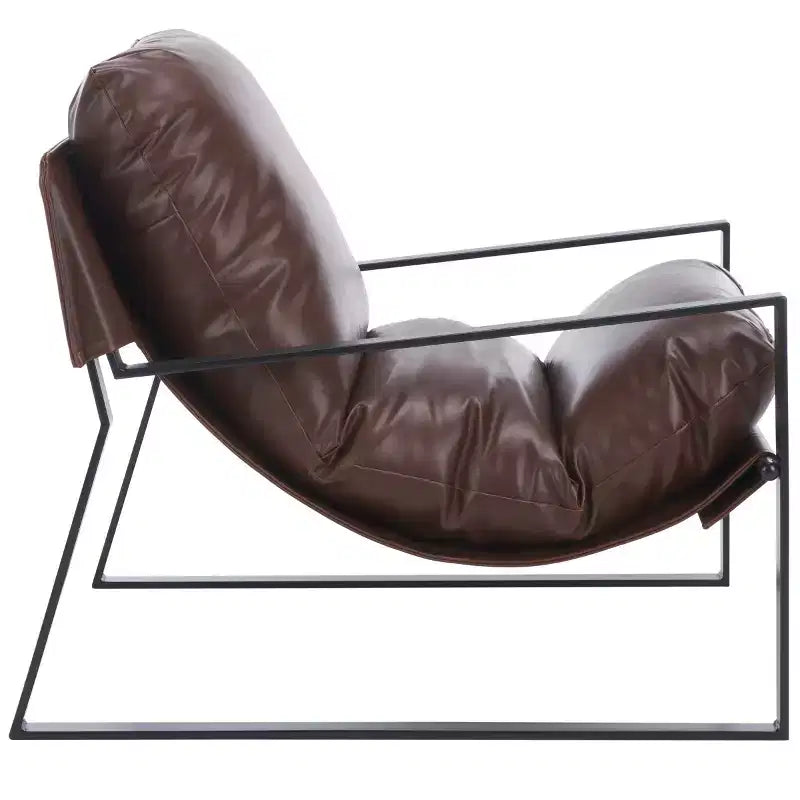 Poltrona Accent Monoposto in Marrone Scuro e Nero con Rivestimento Pillow Top