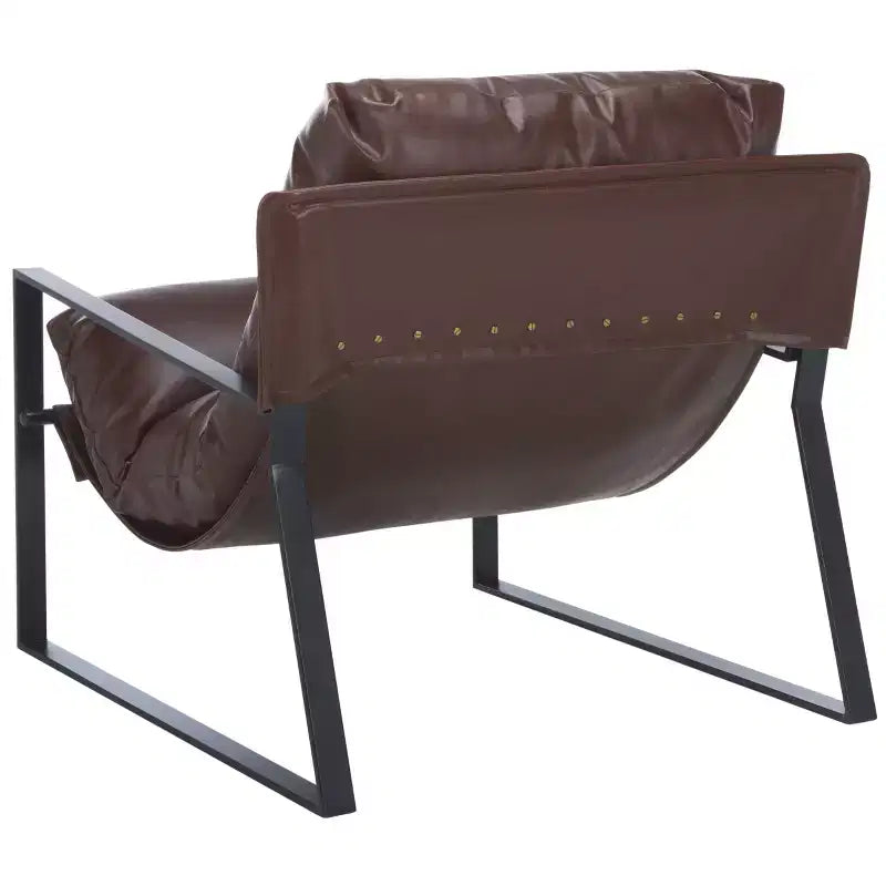 Poltrona Accent Monoposto in Marrone Scuro e Nero con Rivestimento Pillow Top