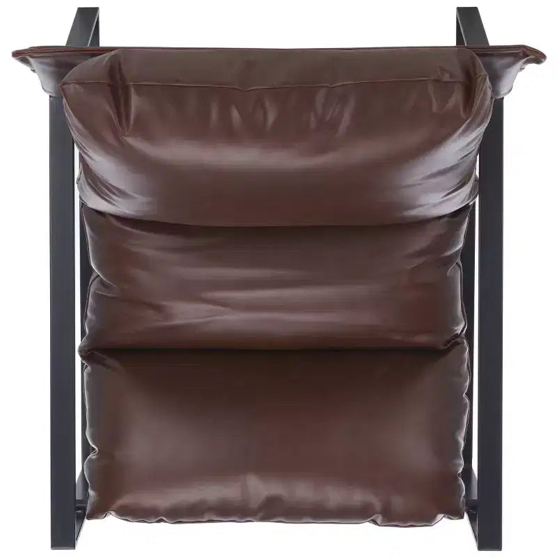Poltrona Accent Monoposto in Marrone Scuro e Nero con Rivestimento Pillow Top