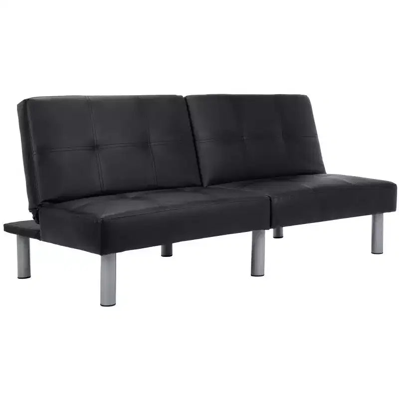Divano letto futon pieghevole nero, 2 posti