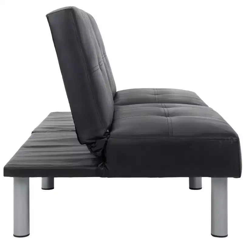 Divano letto futon pieghevole nero, 2 posti