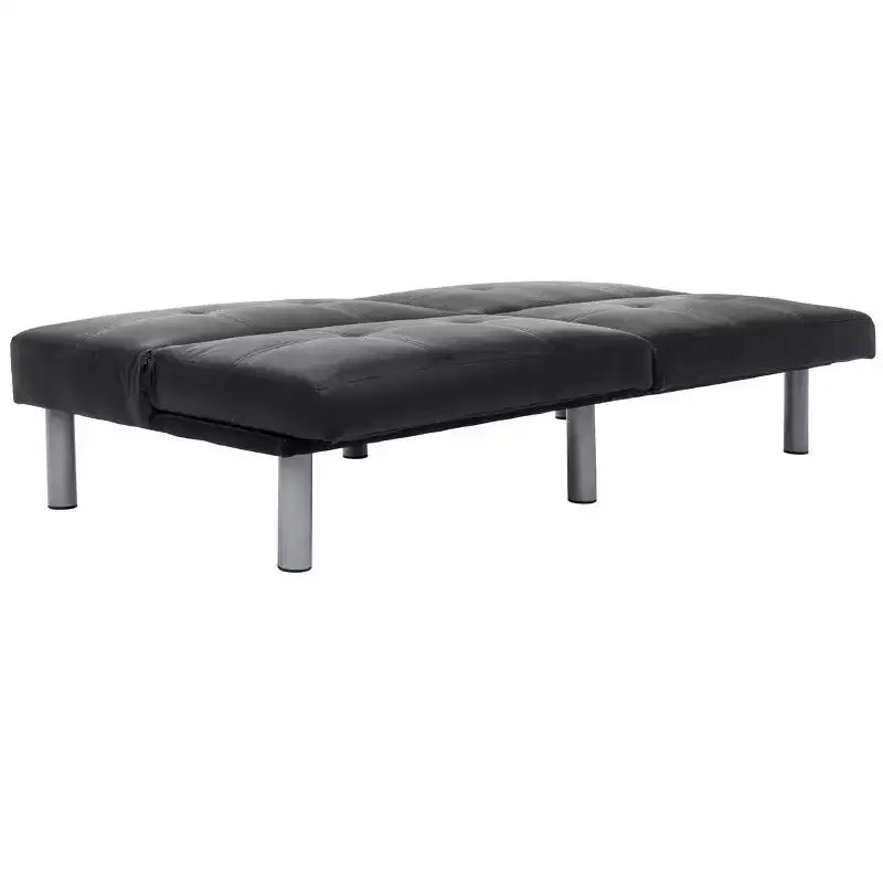 Divano letto futon pieghevole nero, 2 posti