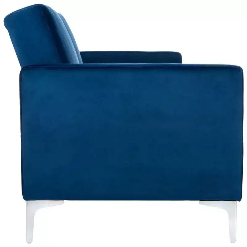 Divano letto futon pieghevole in tonalità Cipria / Cognac / Blu Notte, 2 posti