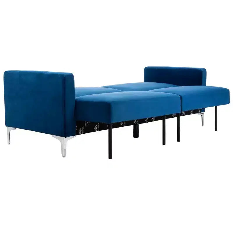 Divano letto futon pieghevole in tonalità Cipria / Cognac / Blu Notte, 2 posti