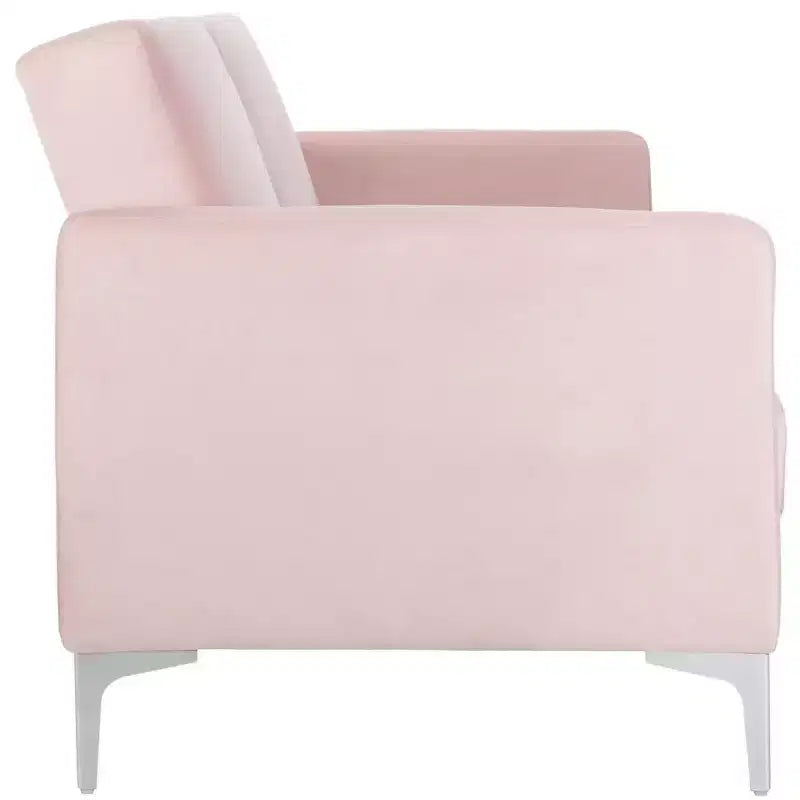 Divano letto futon pieghevole in tonalità Cipria / Cognac / Blu Notte, 2 posti