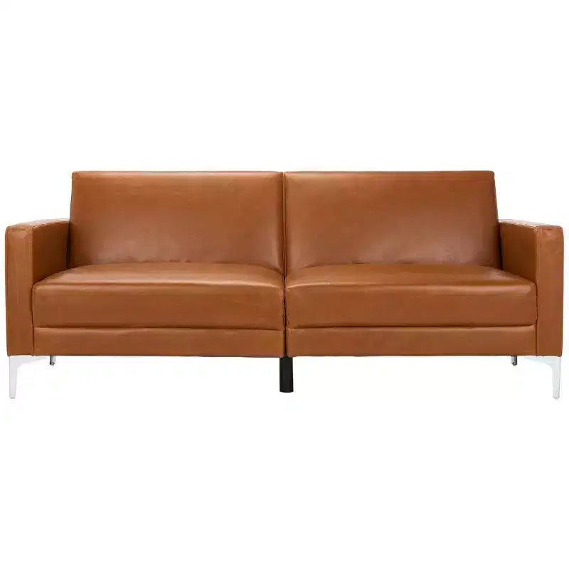Divano letto futon pieghevole in tonalità Cipria / Cognac / Blu Notte, 2 posti