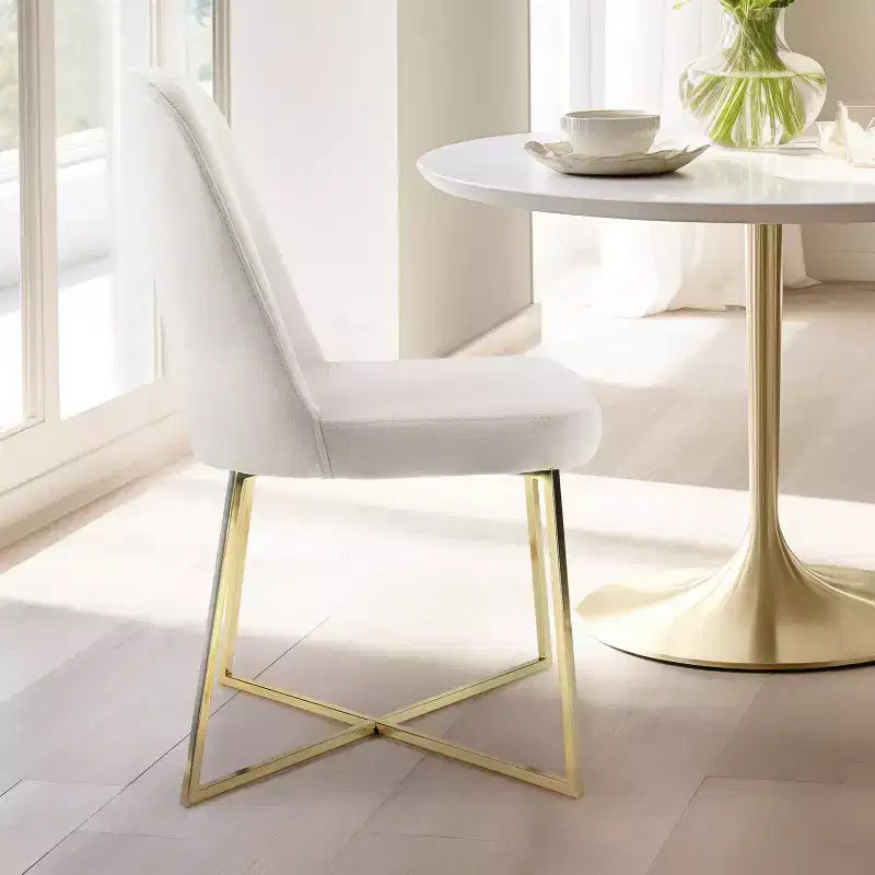 Sedia d'Appoggio Senza Braccioli in Velluto con Gambe in Metallo – Set da 2 / Set da 4