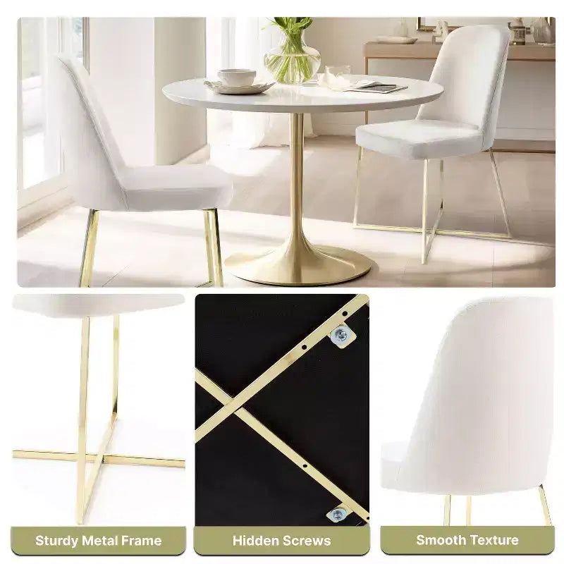 Sedia d'Appoggio Senza Braccioli in Velluto con Gambe in Metallo – Set da 2 / Set da 4