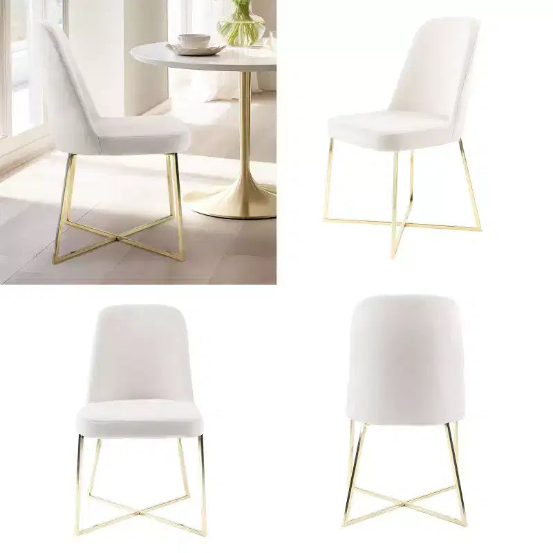 Sedia d'Appoggio Senza Braccioli in Velluto con Gambe in Metallo – Set da 2 / Set da 4