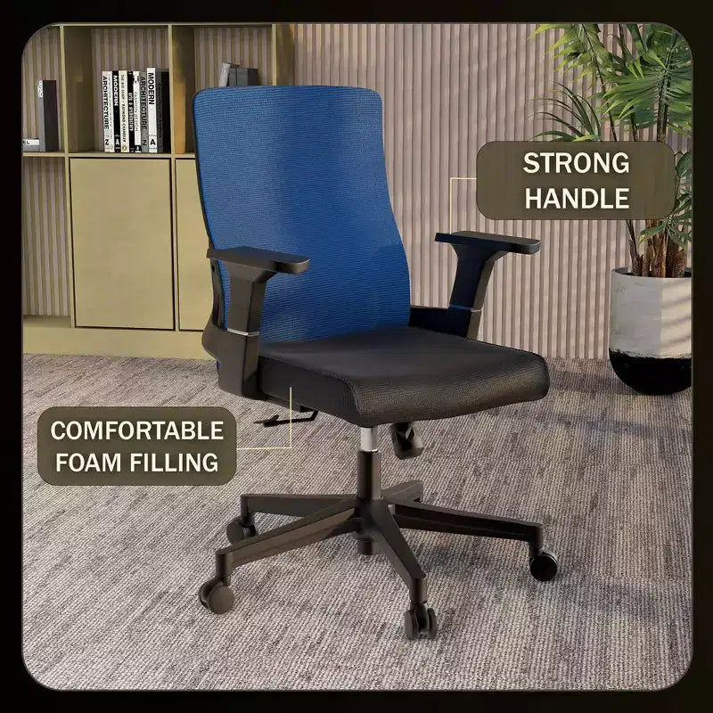 Sedia da ufficio ergonomica in rete, monoposto, girevole e inclinabile