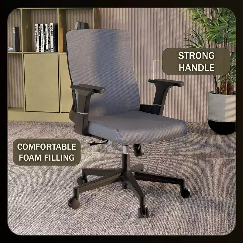 Sedia da ufficio ergonomica in rete, monoposto, girevole e inclinabile