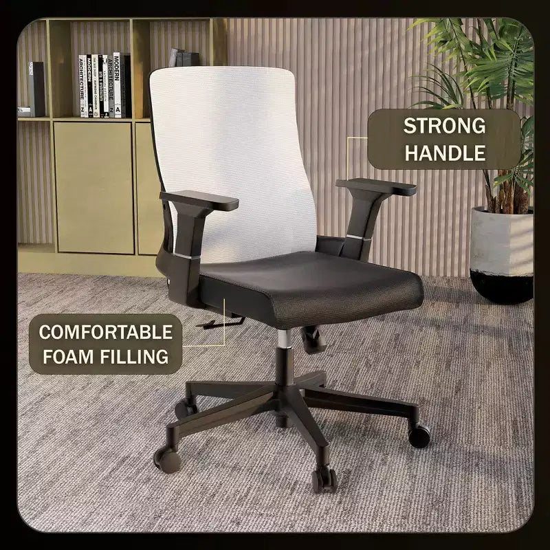 Sedia da ufficio ergonomica in rete, monoposto, girevole e inclinabile