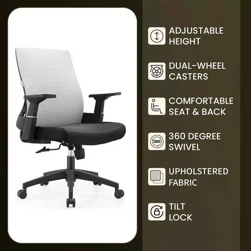 Sedia da ufficio ergonomica in rete, monoposto, girevole e inclinabile