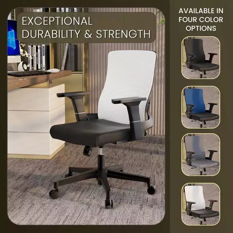 Sedia da ufficio ergonomica in rete, monoposto, girevole e inclinabile