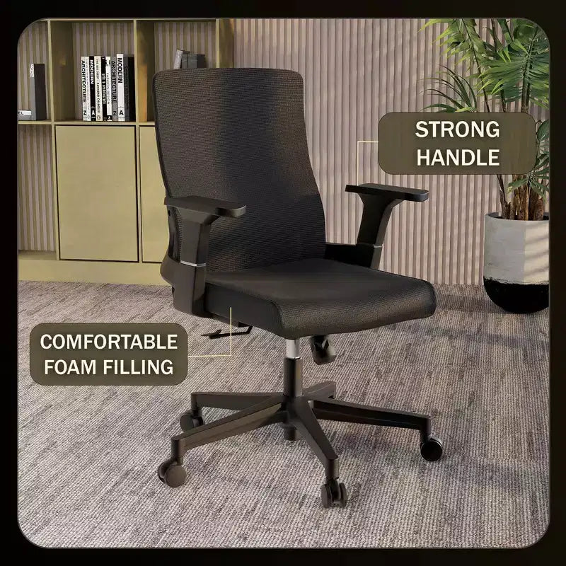 Sedia da ufficio ergonomica in rete, monoposto, girevole e inclinabile