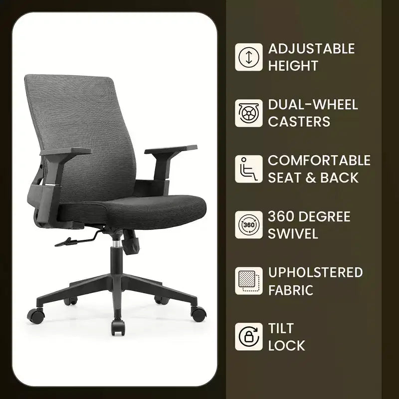 Sedia da ufficio ergonomica in rete, monoposto, girevole e inclinabile