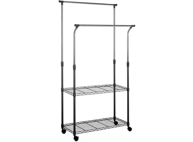 Giorgio Double Rod Clothes Rack - Chrome - Safavieh