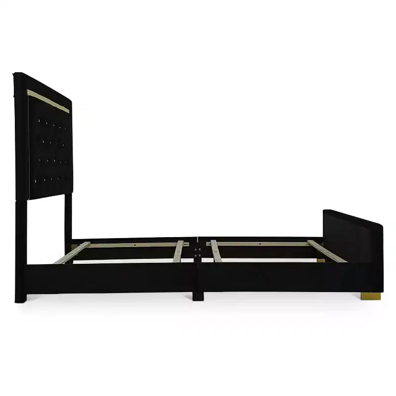 Letto singolo con pannello imbottito nero