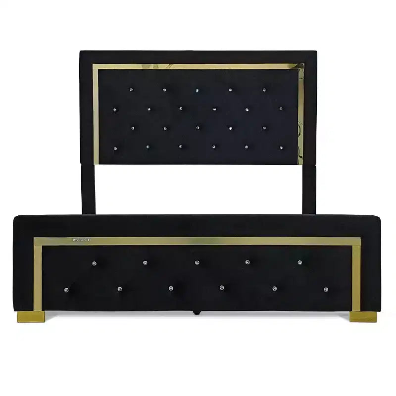 Letto singolo con pannello imbottito nero