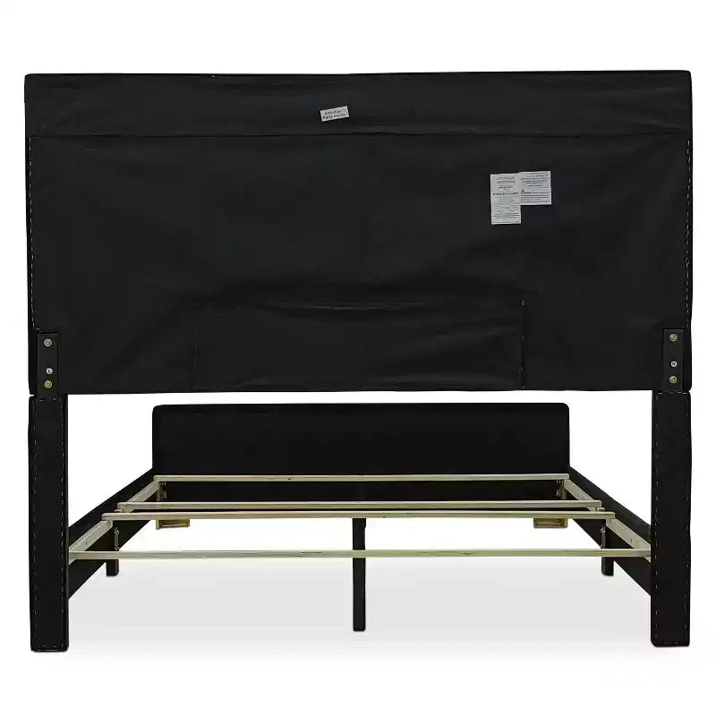 Letto singolo con pannello imbottito nero
