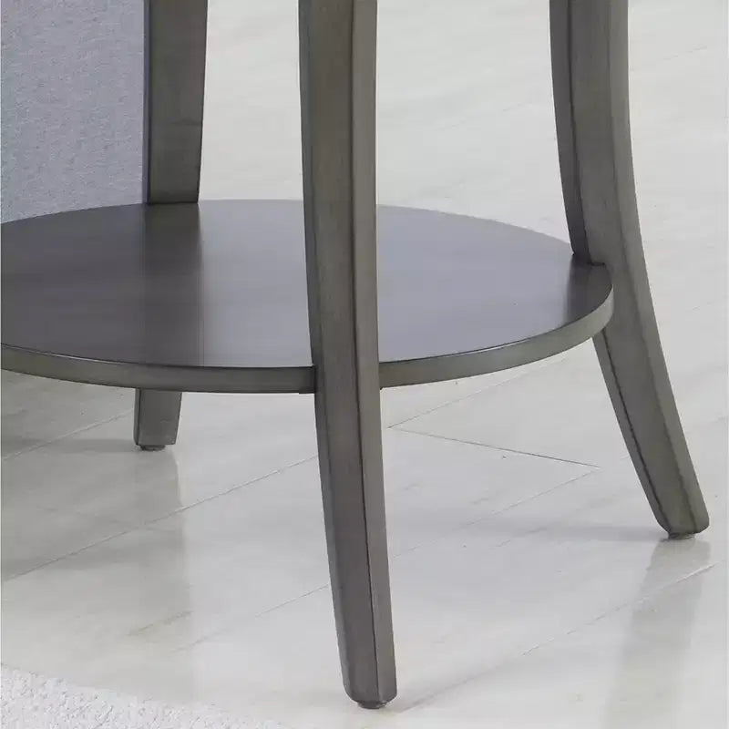 Tavolino rotondo grigio con ripiano inferiore, montaggio per 1 persona