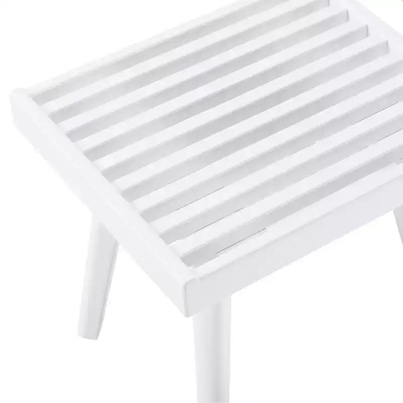 Panca a doghe in legno bianco, 48 cm di lunghezza, 1 persona