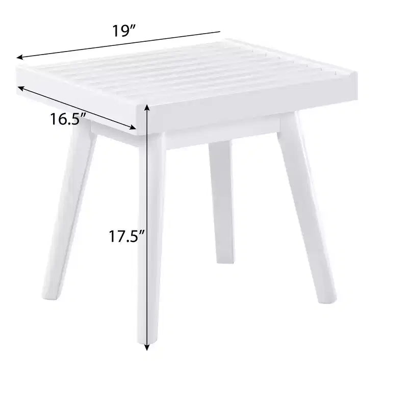 Panca a doghe in legno bianco, 48 cm di lunghezza, 1 persona