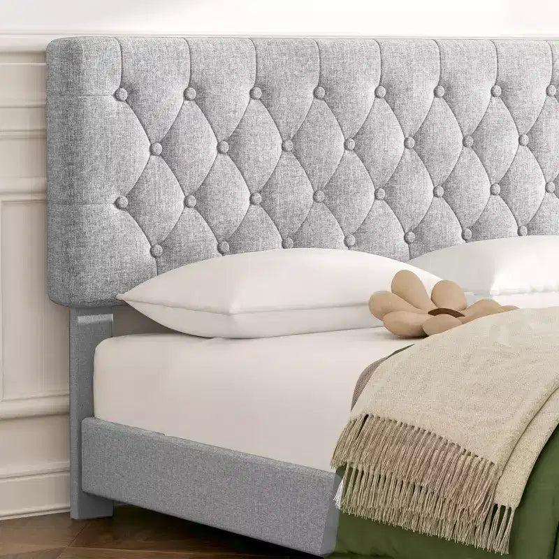 Struttura Letto Imbottita con 4 Cassetti e Testiera – Nero/Grigio/Verde/Bianco, Singolo/Piazza e Mezza/Matrimoniale/King