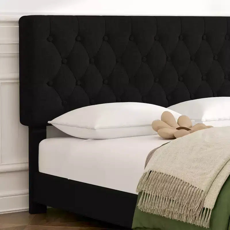 Struttura Letto Imbottita con 4 Cassetti e Testiera – Nero/Grigio/Verde/Bianco, Singolo/Piazza e Mezza/Matrimoniale/King