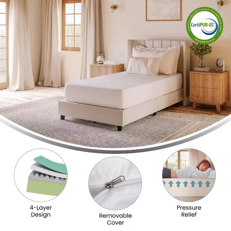 Materasso in memory foam bianco in scatola, 25 cm, 1 persona