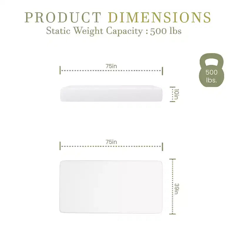 Materasso in memory foam bianco in scatola, 25 cm, 1 persona
