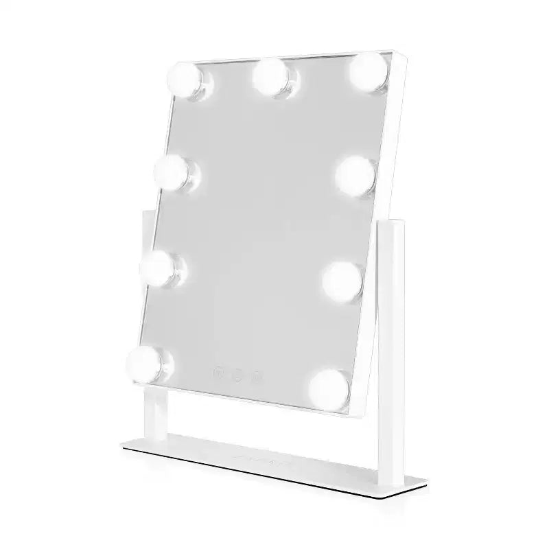 Specchio da trucco Hollywood bianco con lampadine LED, rettangolare, singolo