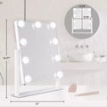 Specchio da trucco Hollywood bianco con lampadine LED, rettangolare, singolo
